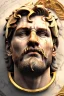 Placeholder: Ultra Realistic image, Roman sculpture, white marble material, Lionel Messi, gold Laurel leaves wreath, renaissance ornaments, one gold star in heart, sun ornament, sun rays background, chisel style, waist up portrait, emperor style, epic, celestial, cinematic lighting, God light, god rays, 4k resolution, smooth details, ornate details, soft lighting, unreal engine 5, art station, substance 3d.